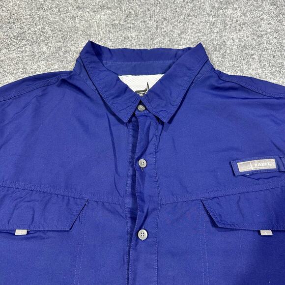 Habit Blue Short Sleeve Button Front Outdoor UPF 40+ Fishing Shirt Size 3XL - Picture 7 of 7